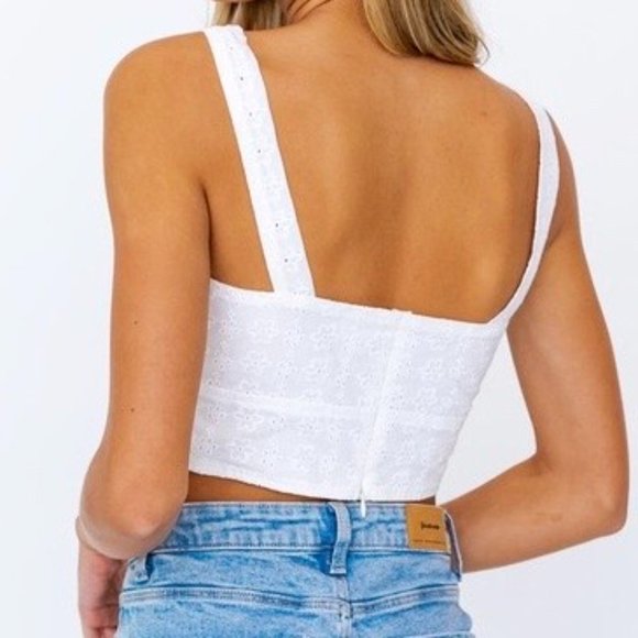 FIRST DATE WHITE EYELET BUSTIER TOP - Picture 3 of 5